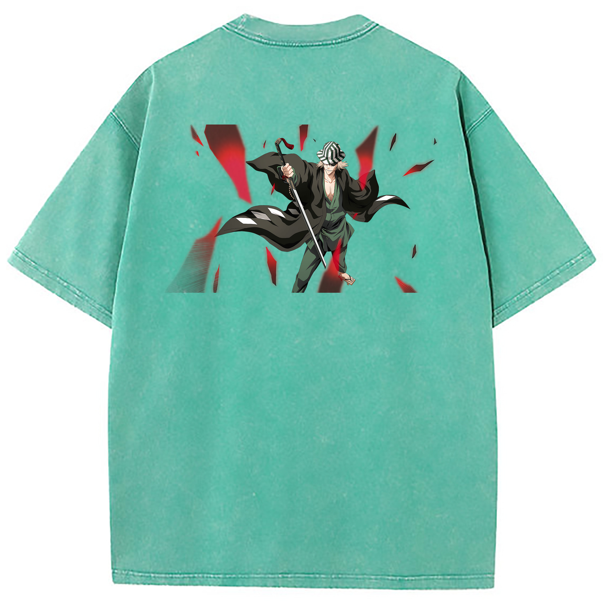 （画像用） "ブリーチ 浦原 喜助（うらはら きすけ） BLEACH Urahara Kisuke " 綿100% ヴィンテージ風 半袖Tシャツ（背面プリント）